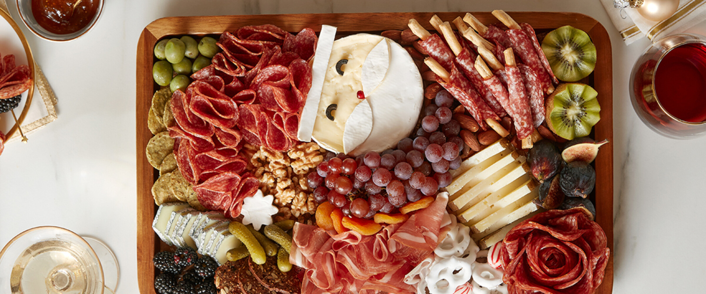 Charcuterie in the shape of santa