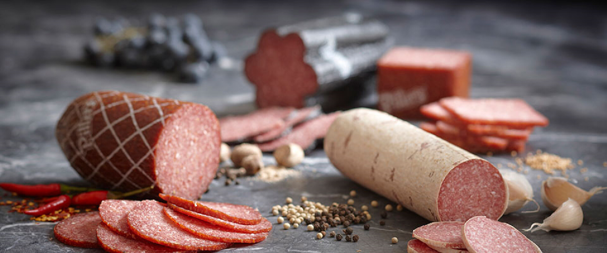 Close up shot of Black Kassel deli products.